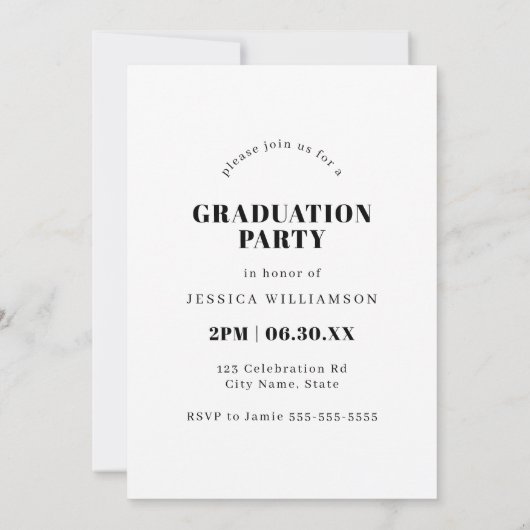 Minimal Moderne Pink Arch Foto Graduation Party Einladung (Rückseite)