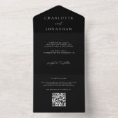 Minimal moderne QR Code Black Wedding All In One Einladung (Innen Boden)