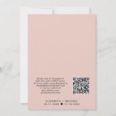 Minimal moderne QR Code Blush Wedding Reception Einladung (Rückseite)