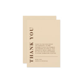 Minimal moderne QR Code Light Beige Hochzeit Dankeskarte