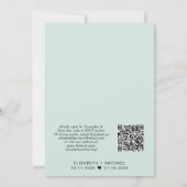 Minimal moderne QR Code Mint Hochzeitsempfehlung Einladung (Rückseite)