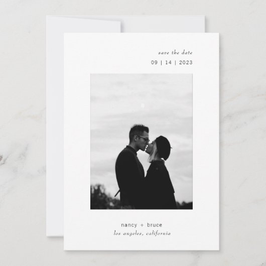 Minimal moderne QR-Foto Hochzeit Save The Date (Vorderseite)