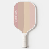 Minimal moderne rosa neutrale Pastellstreifen Pickleball Schläger (Vorderseite)