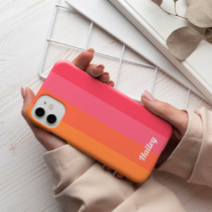 Minimal moderne rosa Orangenstreifen Personalisier Case-Mate iPhone Hülle