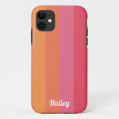 Minimal moderne rosa Orangenstreifen Personalisier Case-Mate iPhone Hülle (Rückseite)