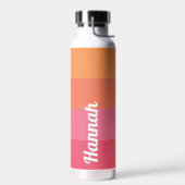 Minimal moderne rosa Orangenstreifen Personalisier Trinkflasche (Links)
