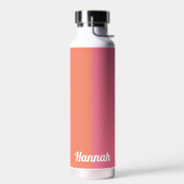 Minimal moderne rosa Orangenstreifen Personalisier Trinkflasche (Links)