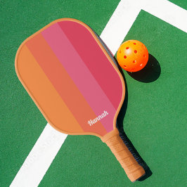Minimal moderne rosa und orange Streifen Personali Pickleball Schläger