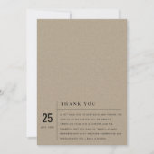 MINIMAL MODERNE RUSTISCHE KRAFTFAHRTTYPOGRAFIE WED DANKESKARTE (Vorderseite)