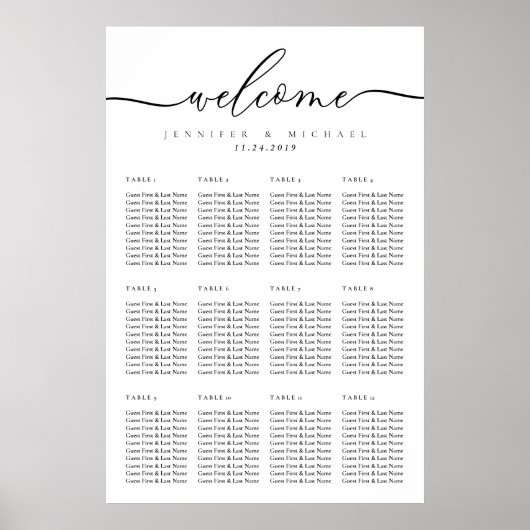 Minimal moderne, saubere Tischnummern für Hochzeit Poster (Vorne)