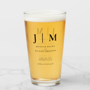 Minimal moderne Schwarz-Weiß-Einfache Hochzeit Glas