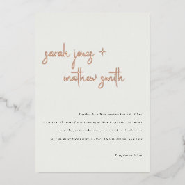 Minimal moderne, Schwarz-weiße, einfache SkriptWed Folieneinladung