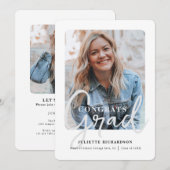 Minimal Moderne Schwarz-weiße Foto Graduierungspar Einladung (Vorne/Hinten)