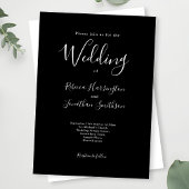Minimal moderne Schwarz-weiße Hochzeit Einladung