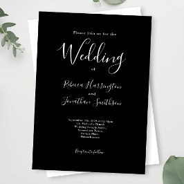 Minimal moderne Schwarz-weiße Hochzeit Einladung
