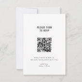 Minimal moderne Schwarz-weiße QR-Code-Hochzeit RSVP Karte (Vorderseite)