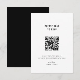 Minimal moderne Schwarz-weiße QR-Code-Hochzeit RSVP Karte