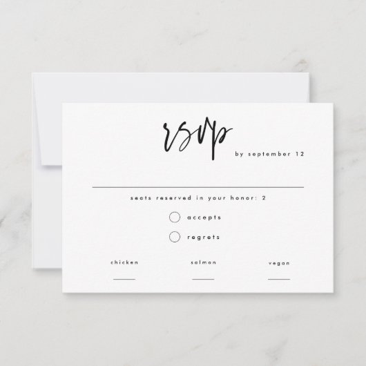 Minimal moderne Schwarze Schrift Wahl Hochzeit RSVP Karte (Vorderseite)