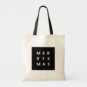 Minimal moderne schwarze Typografie Merry Xmas Tragetasche