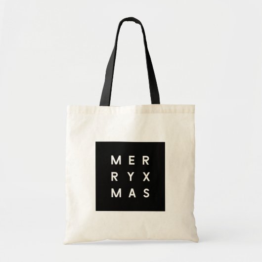 Minimal moderne schwarze Typografie Merry Xmas Tragetasche (Vorne)