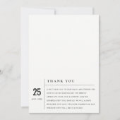 MINIMAL MODERNE SCHWARZE UND WEISSE TYPOGRAFISCHE  DANKESKARTE (Vorderseite)
