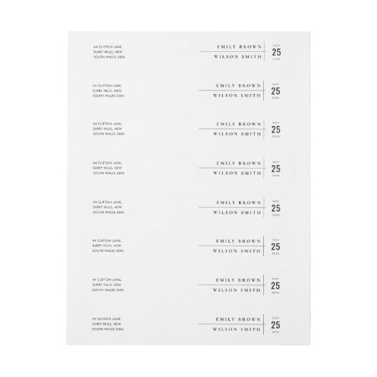 MINIMAL MODERNE SCHWARZE UND WEISSE TYPOGRAFISCHE  Rundum-Adressaufkleber (Bogen)