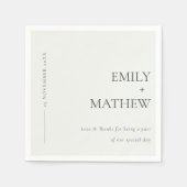 MINIMAL MODERNE SCHWARZE UND WEISSE TYPOGRAFISCHE SERVIETTE (Vorderseite)