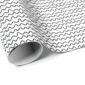 Minimal moderne schwindelerregende Linien Schwarz Geschenkpapier (Rolleneckpunkt)