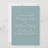 Minimal moderne Script Sea Glass Hochzeit Einladung (Vorderseite)