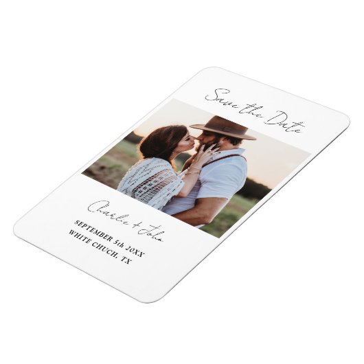 Minimal moderne SkriptWedding Save the Date Magnet (Linke Seite)
