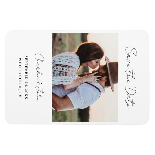 Minimal moderne SkriptWedding Save the Date Magnet (Horizontal)