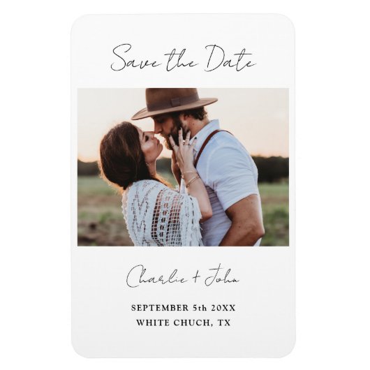 Minimal moderne SkriptWedding Save the Date Magnet (Vertikal)