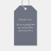 Minimal moderne Soft Gray Blue Lavender Typografie Geschenkanhänger (Rückseite)