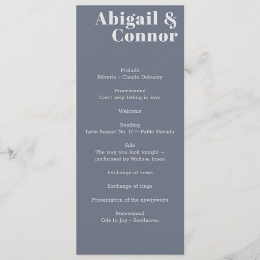 Minimal moderne Soft Gray Blue Lavender Typografie Programm (Vorderseite)