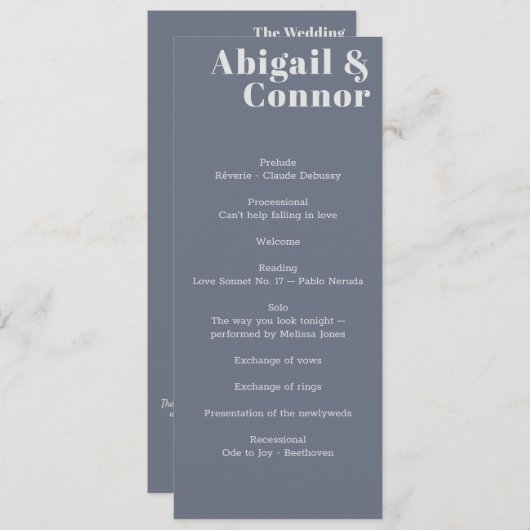 Minimal moderne Soft Gray Blue Lavender Typografie Programm (Vorne/Hinten)