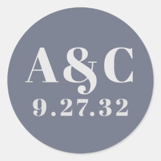 Minimal moderne Soft Gray Blue Lavender Typografie Runder Aufkleber