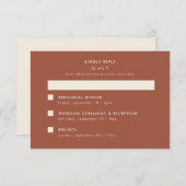 Minimal moderne Terracotta Hochzeit Multi-Event RSVP Karte (Vorne/Hinten)