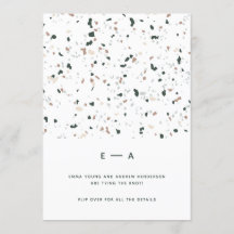 Minimal moderne Terrazzo Muster Grün rosa Hochzeit