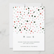 Minimal moderne Terrazzo Muster Grün rosa Hochzeit