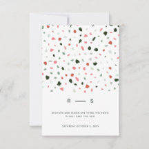 Minimal moderne Terrazzo Muster Grün rosa Hochzeit
