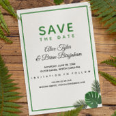 Minimal moderne tropische Vegetation Hochzeit Save The Date