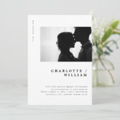 Minimal moderne Typografie Foto Hochzeit Einladung (Stehend Vorderseite)
