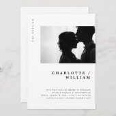 Minimal moderne Typografie Foto Hochzeit Einladung (Vorne/Hinten)