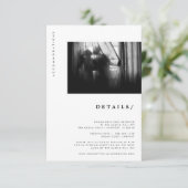 Minimal moderne Typografie Foto Hochzeitdetails Begleitkarte (Stehend Vorderseite)