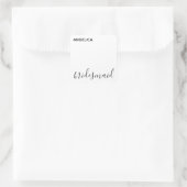 Minimal moderne Typografie Hochzeit Bridesmaid Ges Quadratischer Aufkleber (Tasche)