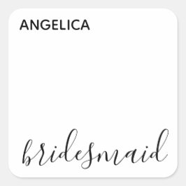 Minimal moderne Typografie Hochzeit Bridesmaid Ges Quadratischer Aufkleber