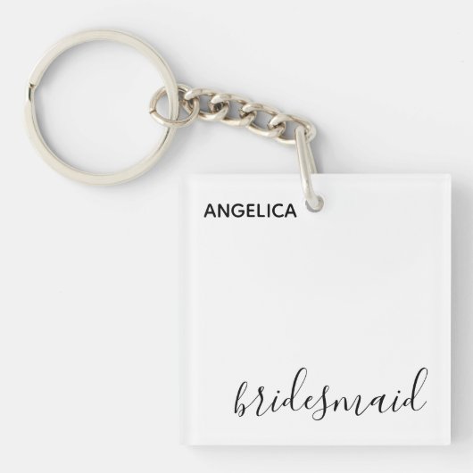 Minimal moderne Typografie Hochzeit Bridesmaid Ges Schlüsselanhänger (Vorderseite)