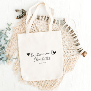 Minimal moderne Typografie Hochzeit Bridesmaid Ges Tragetasche