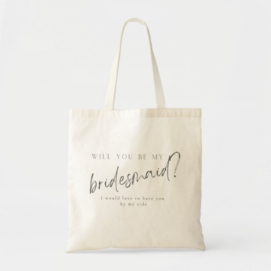 Minimal moderne Typografie Hochzeit Bridesmaid Ges Tragetasche (Vorne)