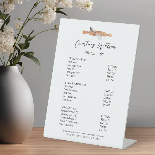 Minimal moderne Wasserfarbenkuchen Konditorei Prei Sockelschild